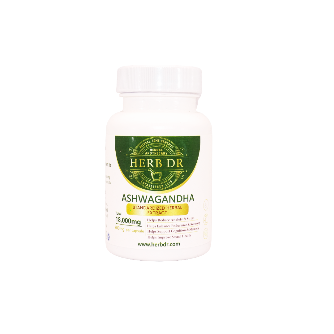 Herb Dr Ashwagandha Capsules – Withania Somnifera Standardized Herbal Extract, 18,000mg Total, Stress Relief, Cortisol Control & Adaptogen Support