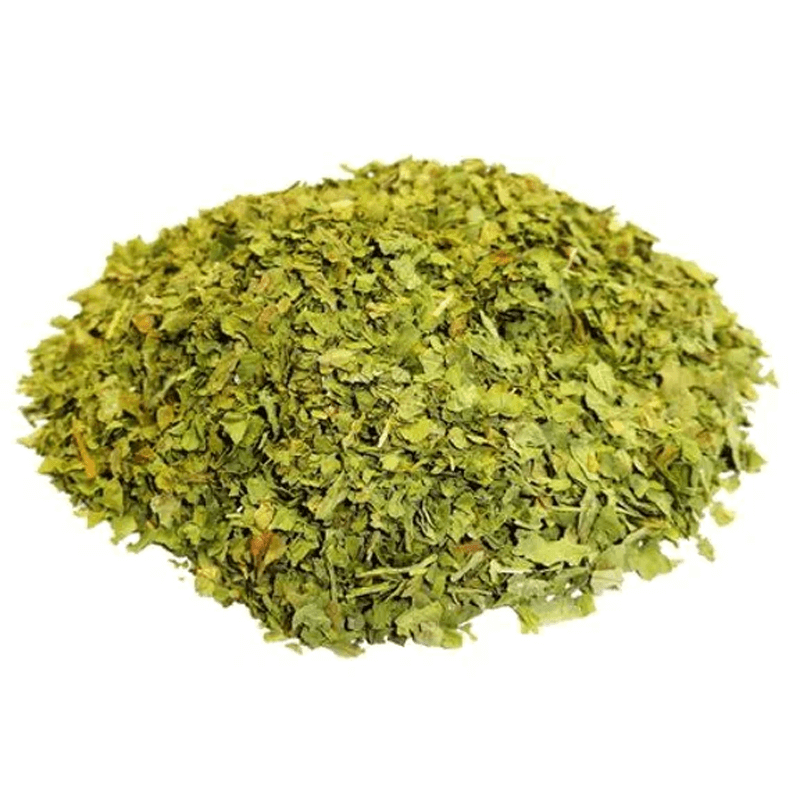 Cilantro dried herb chopped and ready to cook with