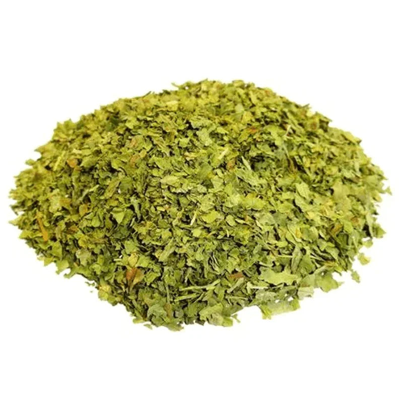 Cilantro dried herb chopped and ready to cook with