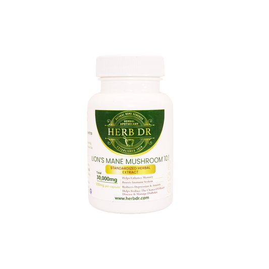 Herb Dr Lion's Mane Mushroom 10:1 Capsules – Hericium Erinaceus Beta-Glucan Extract, 30,000mg Total, NGF Support, Memory, Focus & Cognitive Health