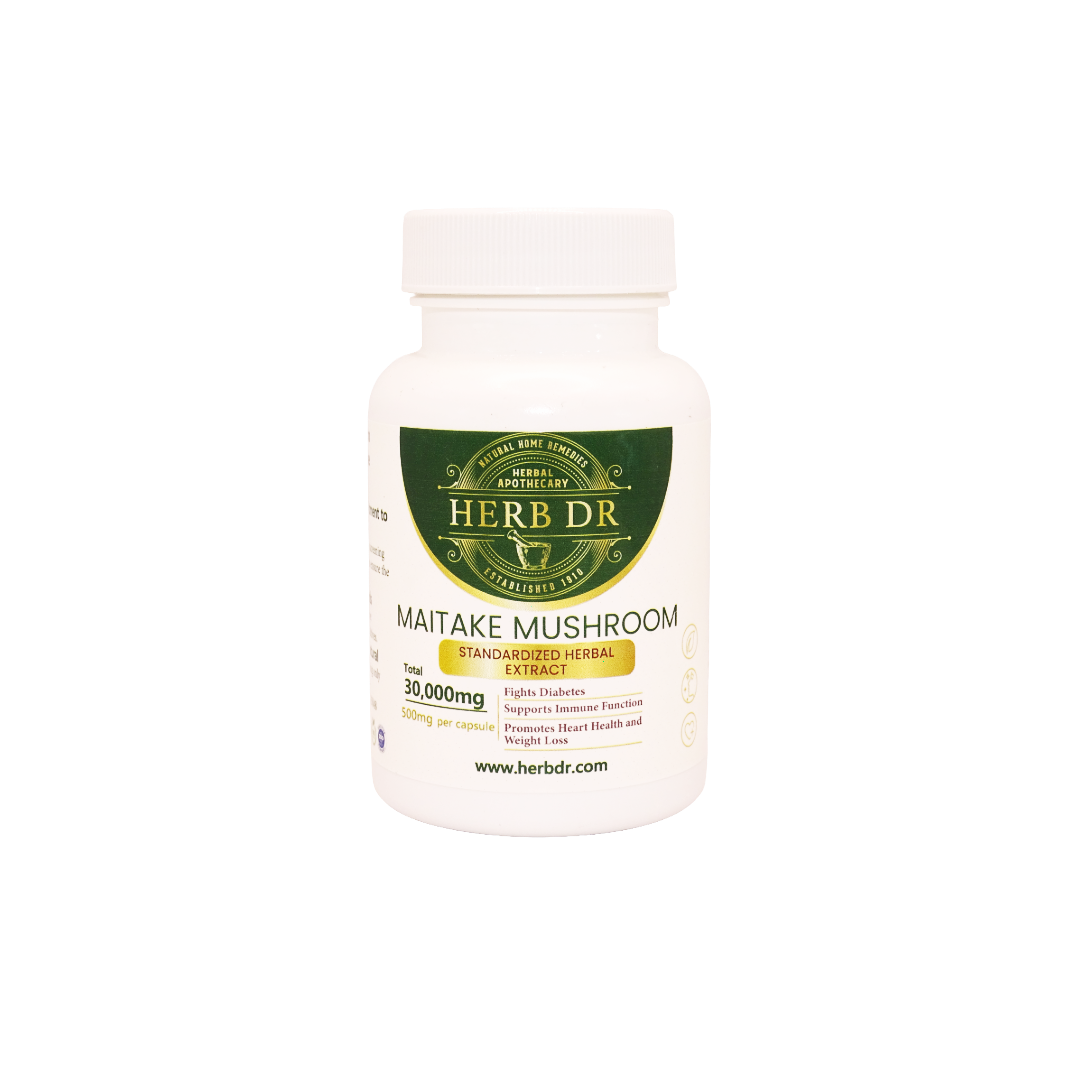 Herb Dr Maitake Mushroom 10:1 Capsules – Grifola Frondosa D-Fraction Beta-Glucan Extract, 30,000mg Total, Immune Support, Blood Sugar & Cardiovascular Health