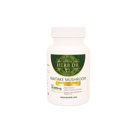Herb Dr Maitake Mushroom 10:1 Capsules – Grifola Frondosa D-Fraction Beta-Glucan Extract, 30,000mg Total, Immune Support, Blood Sugar & Cardiovascular Health