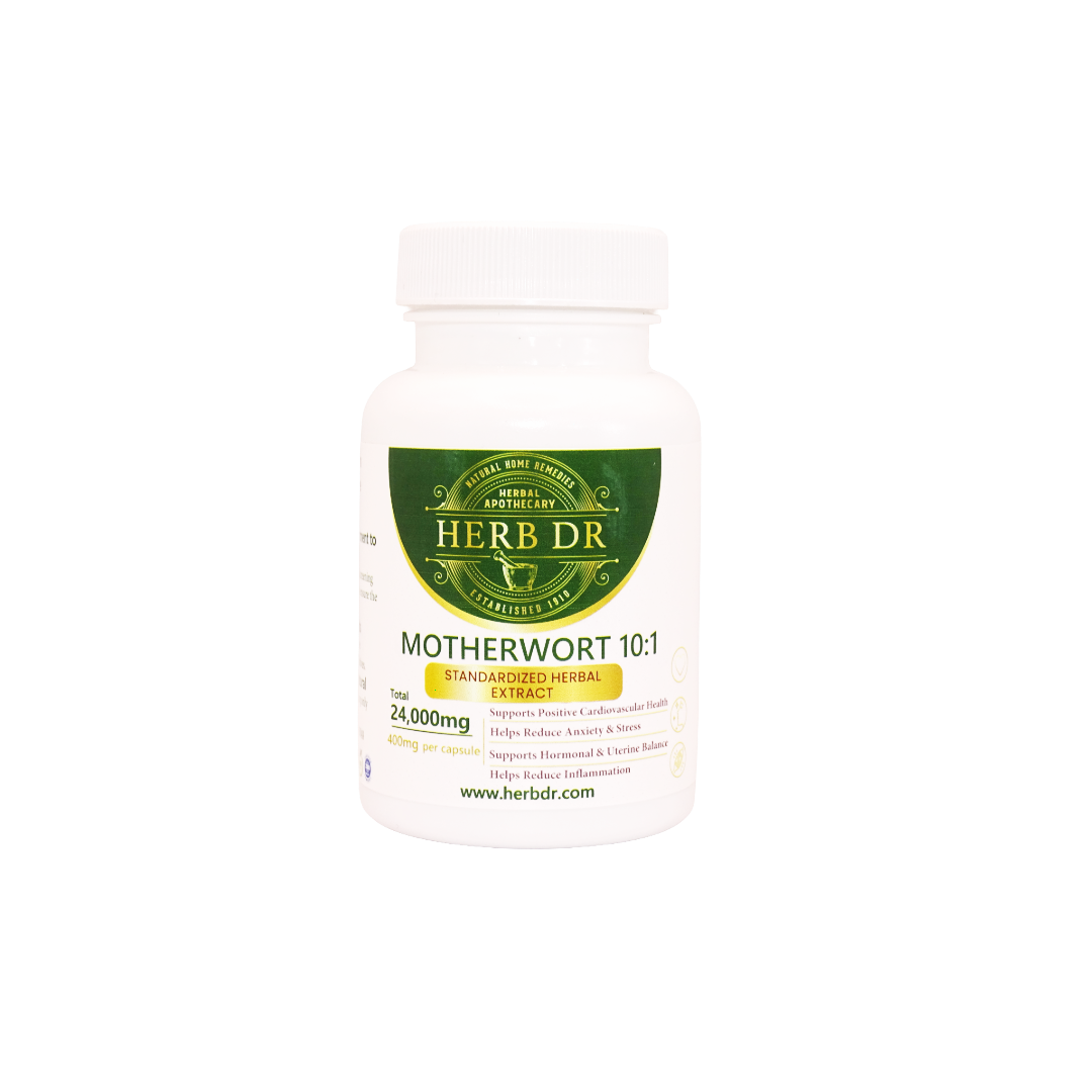 Herb Dr Motherwort Capsules – Leonurus Cardiaca Extract, 400mg, 60 Capsules for Anxiety and Heart Palpitations