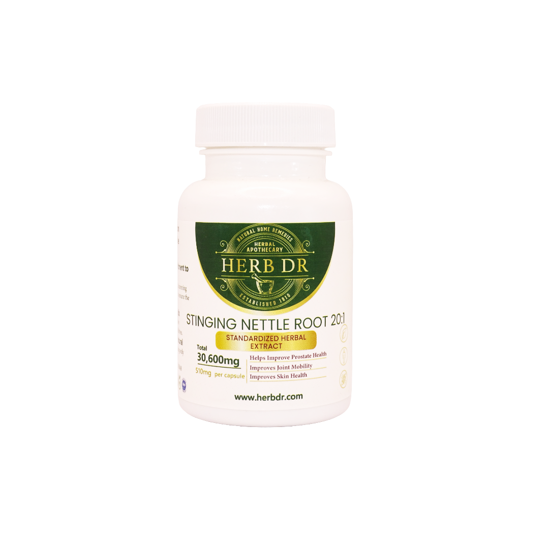 Herb Dr Stinging Nettle Root 20:1 Capsules – Standardized Herbal Extract, 30,600mg Total, Prostate Health, Joint Mobility & Anti-Inflammatory Support